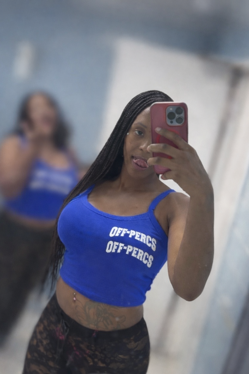 Blue Cami Ribbed Crop Top